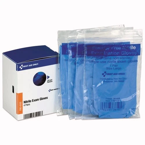 First Aid Only Refill for SmartCompliance Cabinet, Nitrile Gloves, 4 Pair/Box