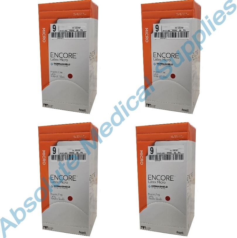 *200-Pair* Ansell Encore Dermashield Micro Latex Surgical Size-9.0 Glove 5787007
