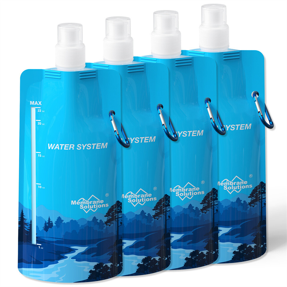 4x Water Pouch Drinking,Hiking Water Bag,Canteens Water Bottle,fit Filter Straw