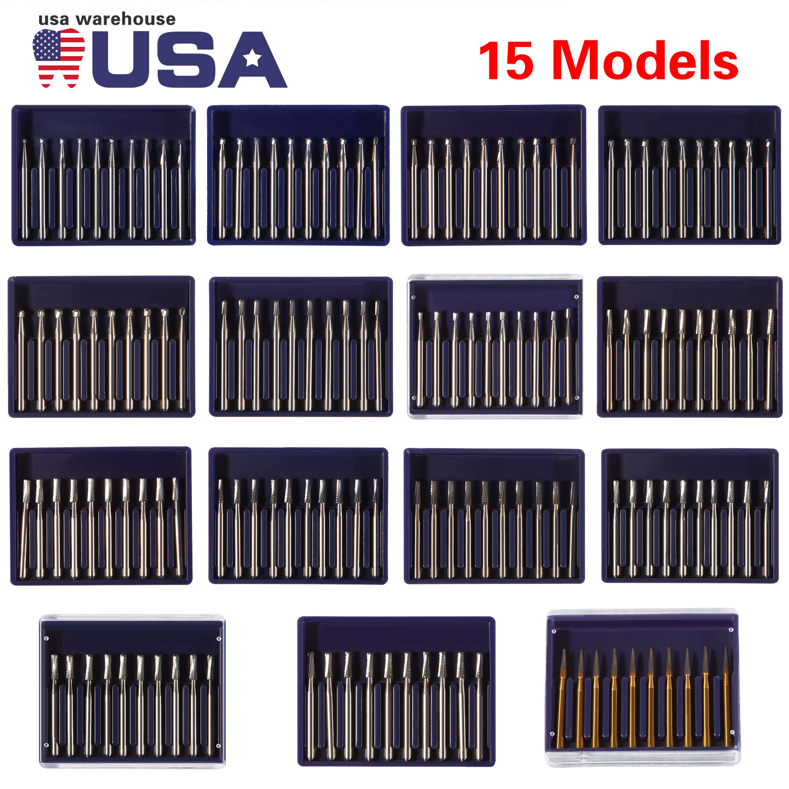 10pcs/pk Dental Carbide Burs for High Speed Handpiece Pear Bur 19mm FG Shank