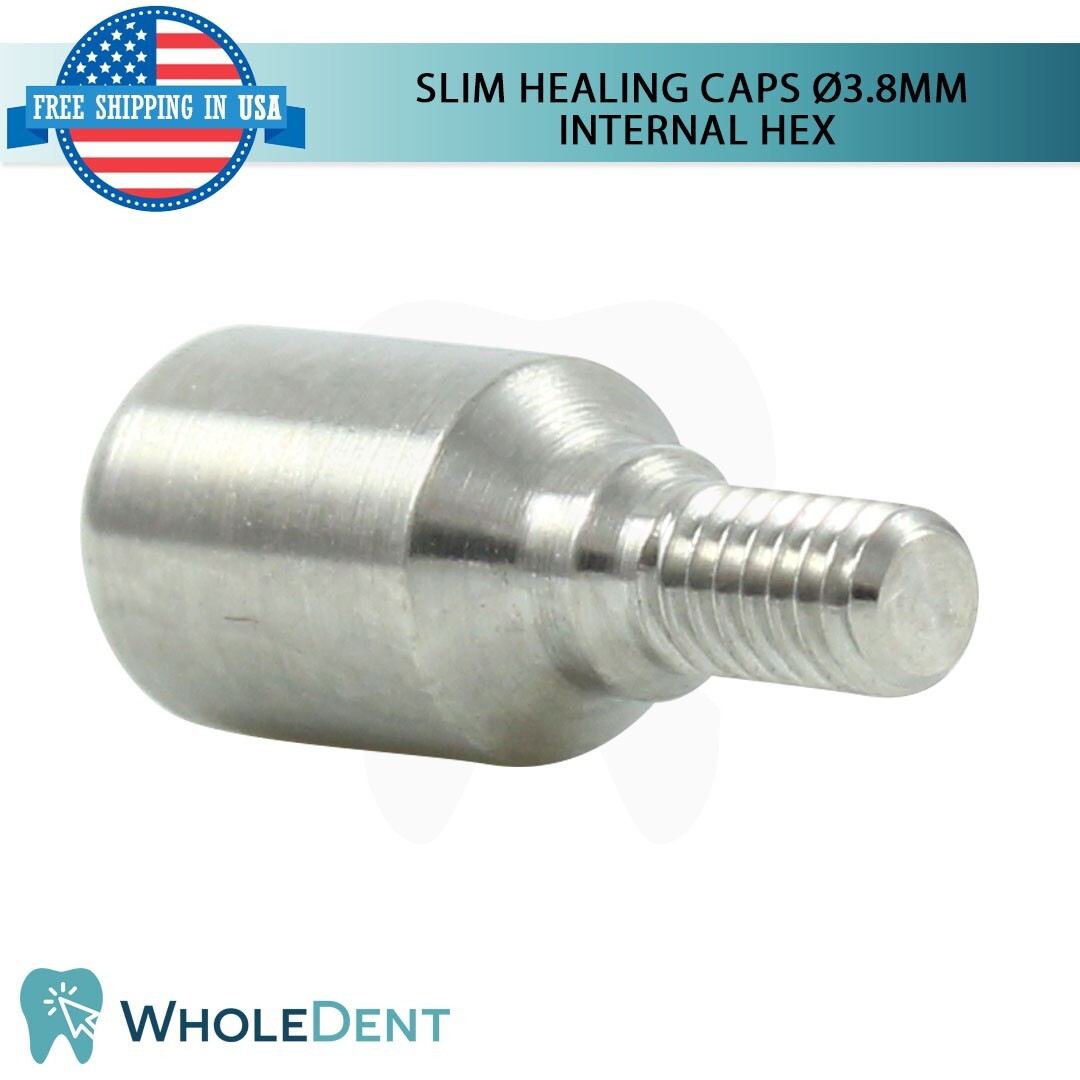 10x Slim Narrow Titanium Healing Cap Prosthetic Ø3.8mm Int Hex 2.42mm Dental Lab
