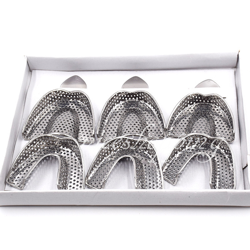 Dental Autoclavable Metal Impression Trays Stainless Steel Upper + Lower Choose