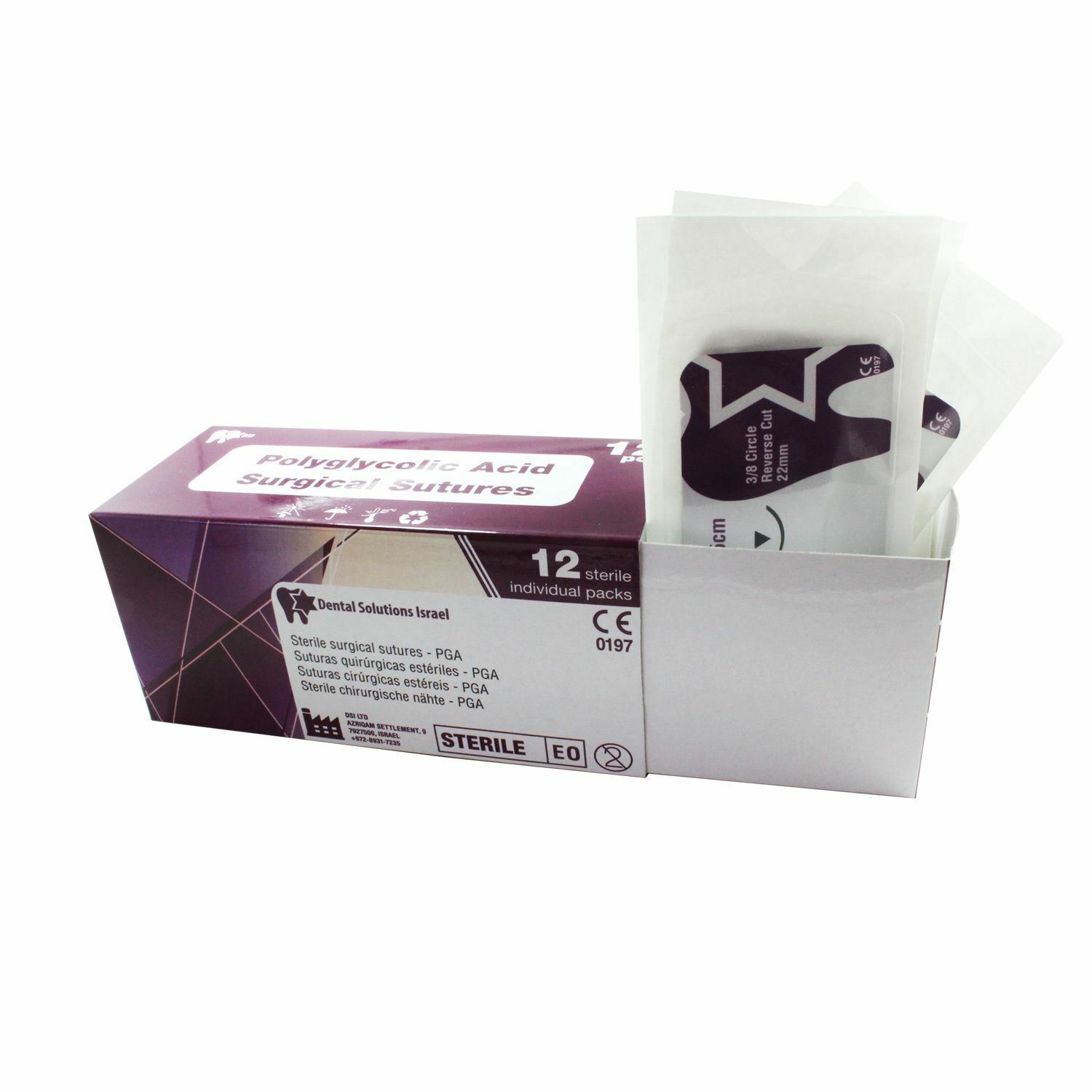 PGA 2/0 Polyglycolic Acid Sewing Thread 20mm 3/8 Circle Reverse 75cm 12 pcs