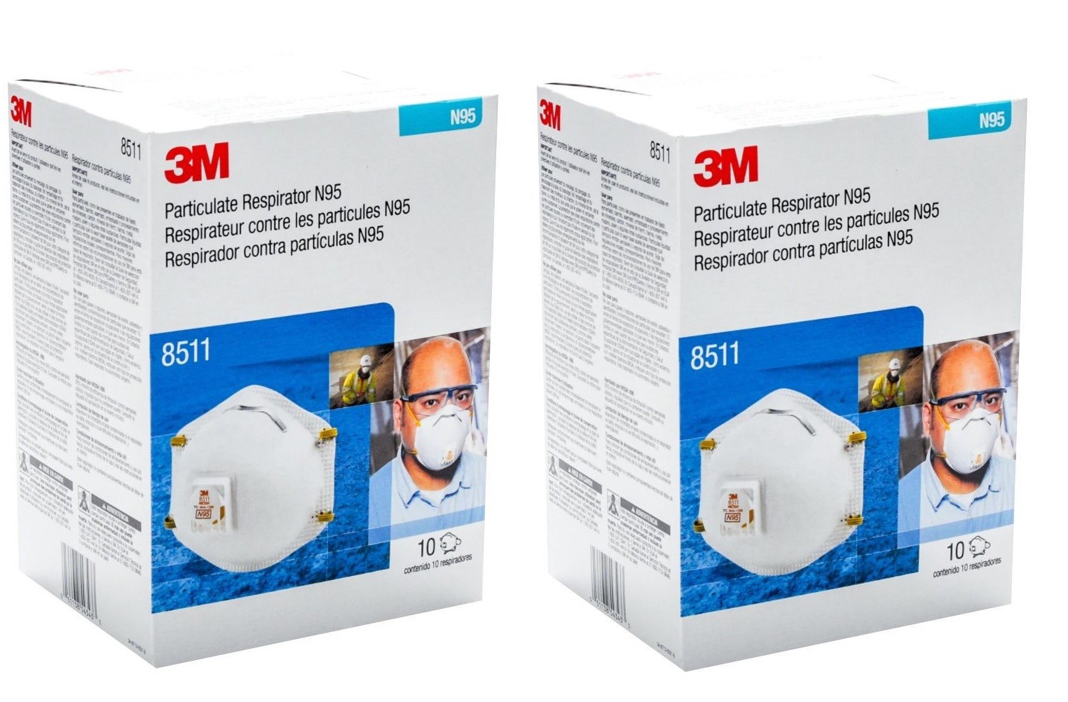 3M 8511 N95 Particulate Respirator Masks w/ Exhalation Valve – 2 boxes – New
