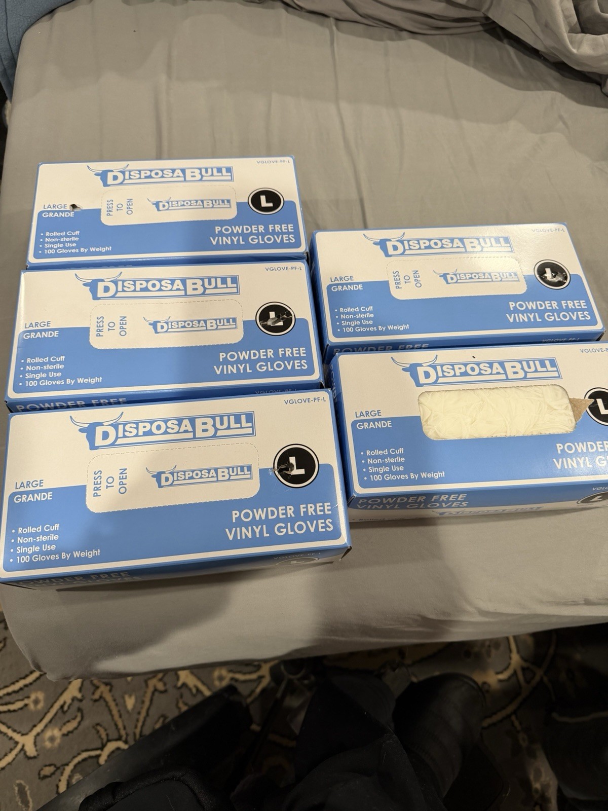5 Boxes Disposable Vinyl Gloves,Powder-Free Plastic Gloves 100 Per Box