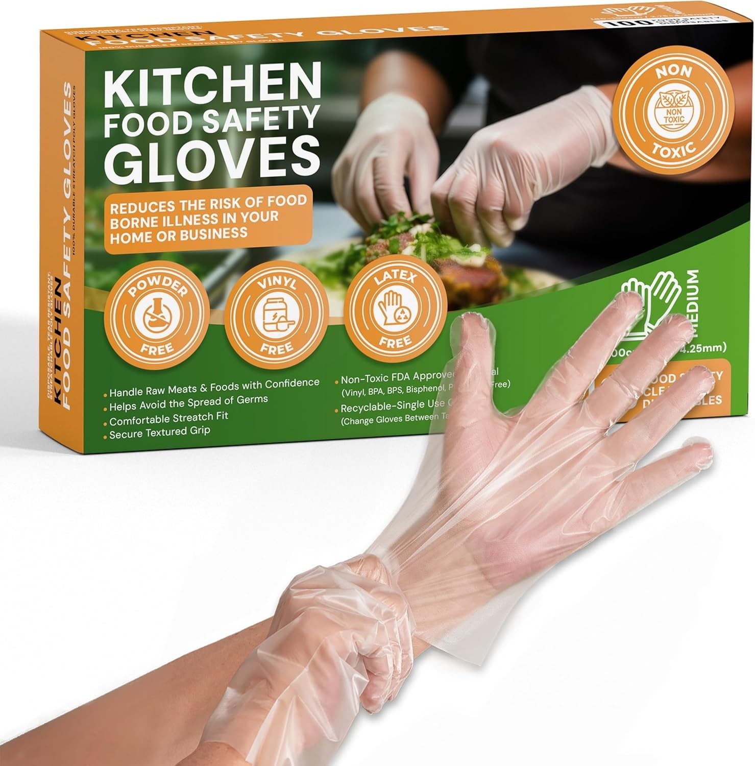 Disposable Gloves for Food Prep – Super Poly Kitchen Grade Food Safe Gloves -…