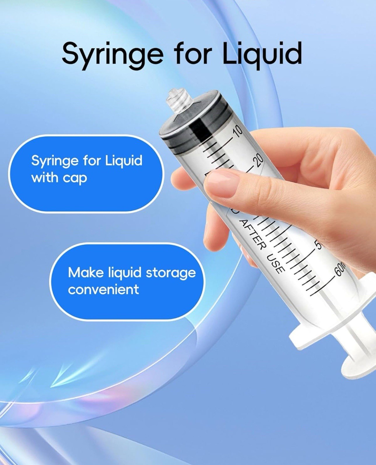 60ml Luer Lock Syringe without Needle – 60cc Plastic Syringes, Sterile, 60ML