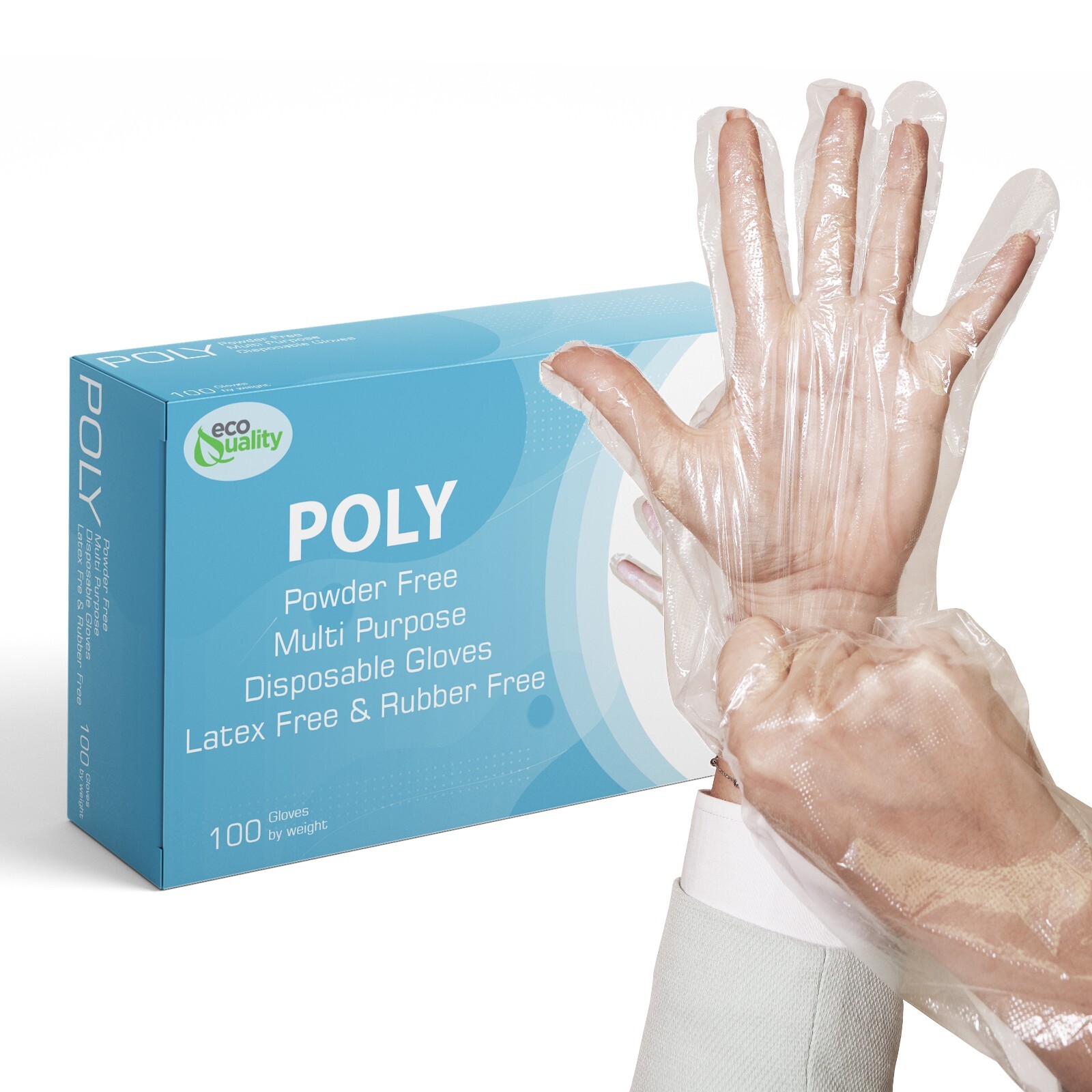 Disposable Food Grade Poly Gloves, One Size Fits All, Latex & Powder Free 500pcs