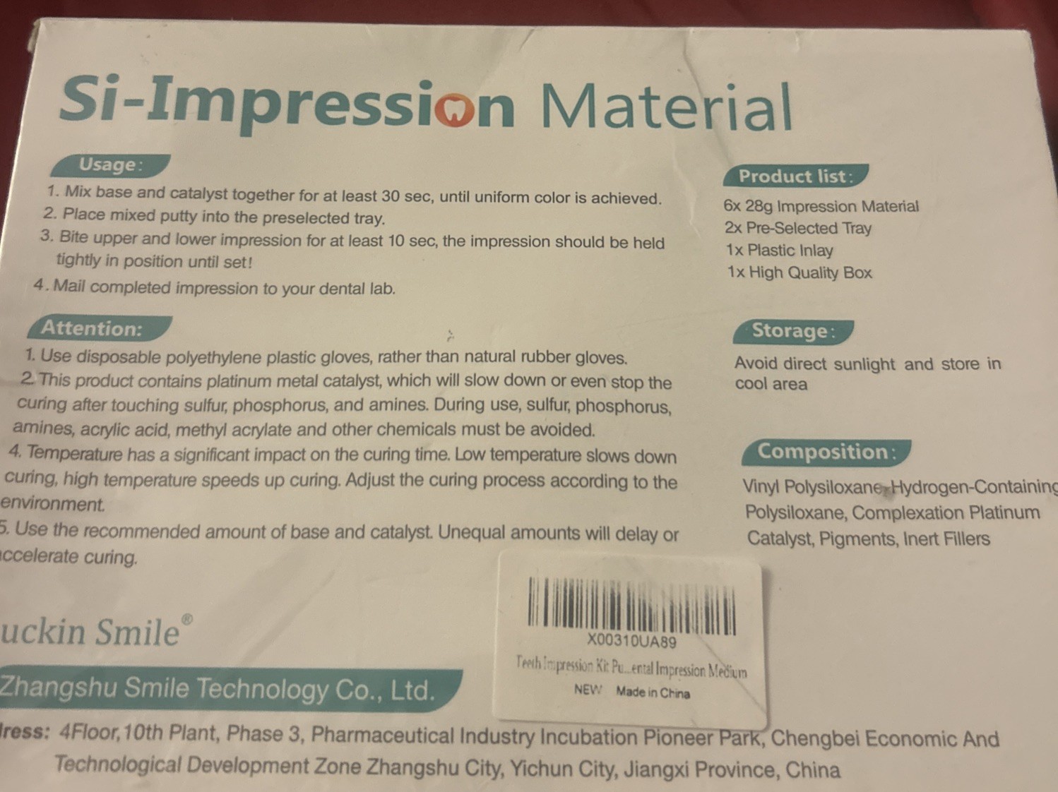 Luckin Smile Si-Impression Teeth Material For Home/Clinic Use . New Sealed