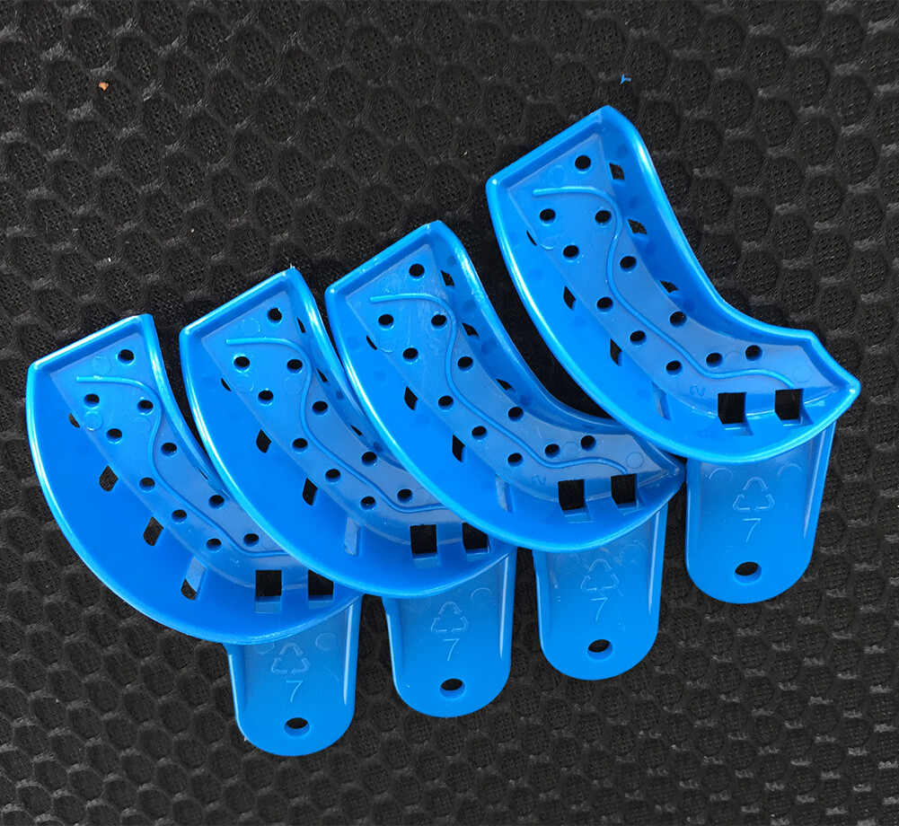 12 Pcs Dental Impression Tray Perforated Plastic S/M/L/XL/ Upper Lower Anterior