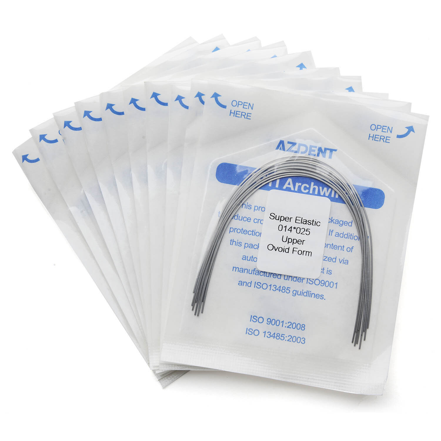 AZDENT Dentales Ortodoncia Arcos de Súper Elásticos NITI Rectangular Alambres