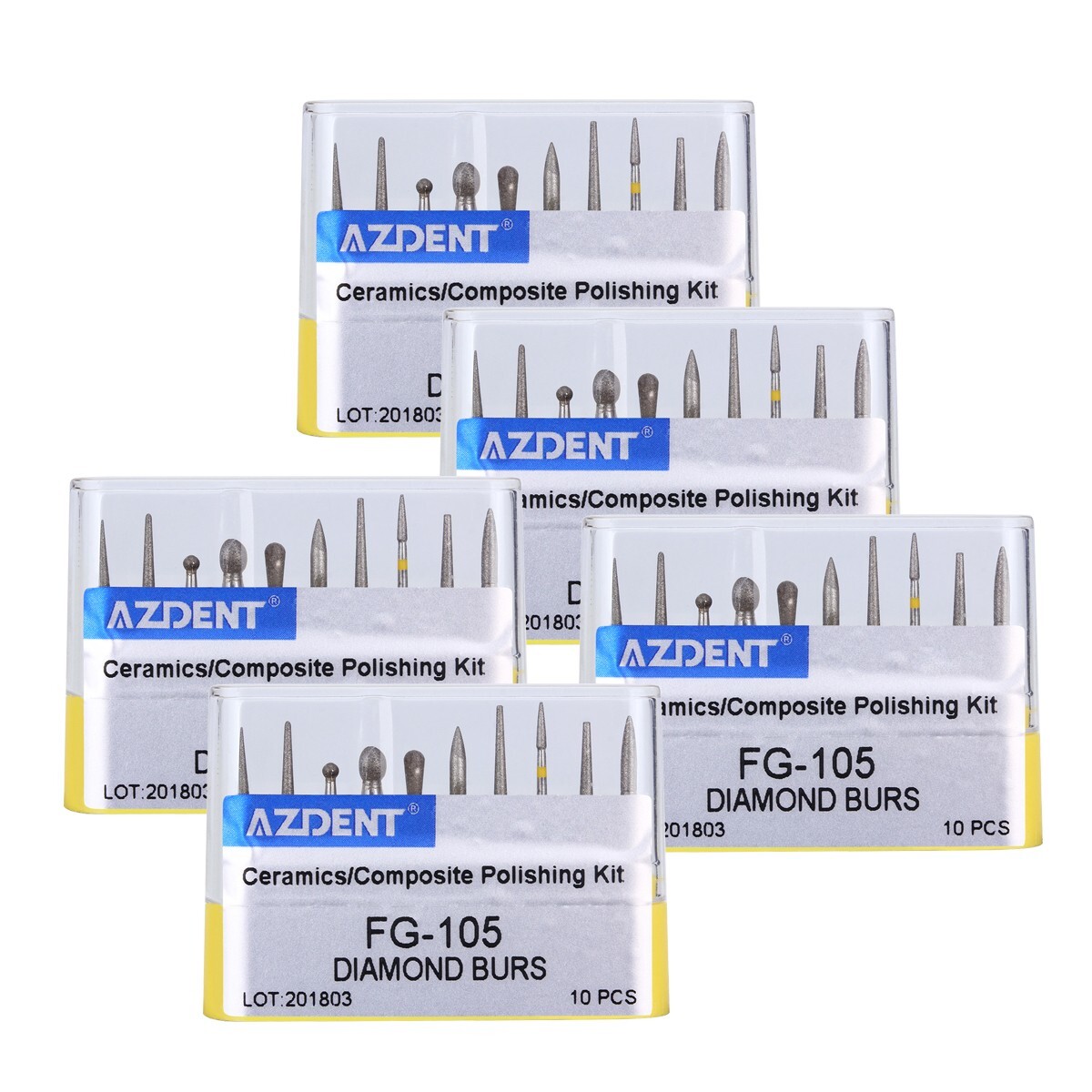 5 Kits Dental Diamond Burs FG-105 Ceramics/Composite Polishing Kit FG Bur