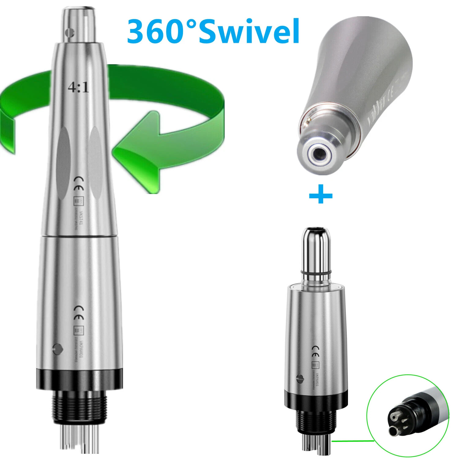 Dental 4:1 Hygiene Prophy Straight Handpiece 1:1 Air Motor Set Angle Cup 5000rpm