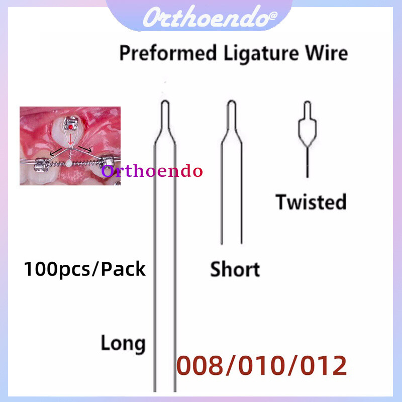 100Piece Dental Orthodontic Metal Preformed Ligature Wire Long Short Twisted End