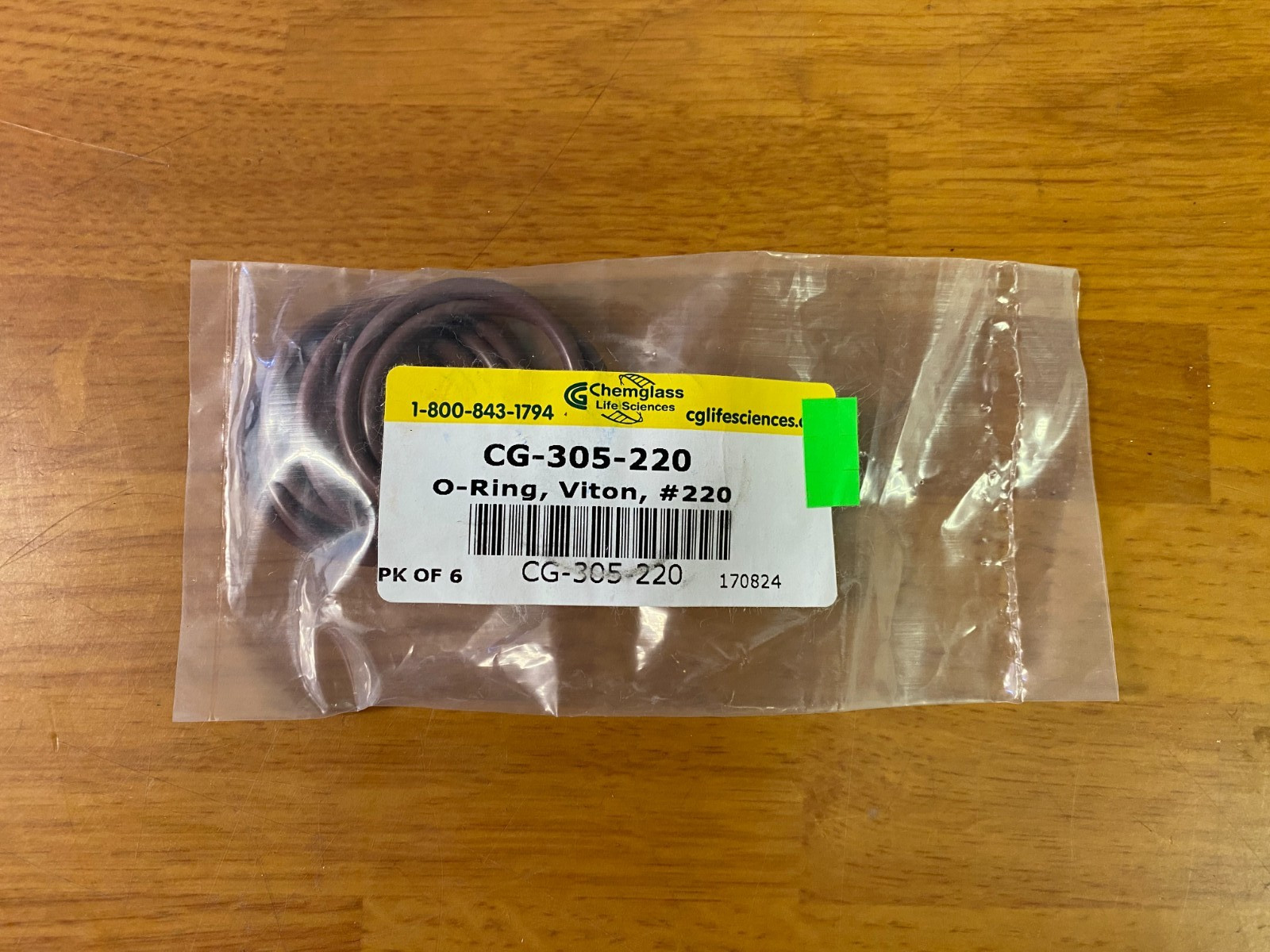Chemglass 6 Pack CG-305-220 #220 Viton O-Ring