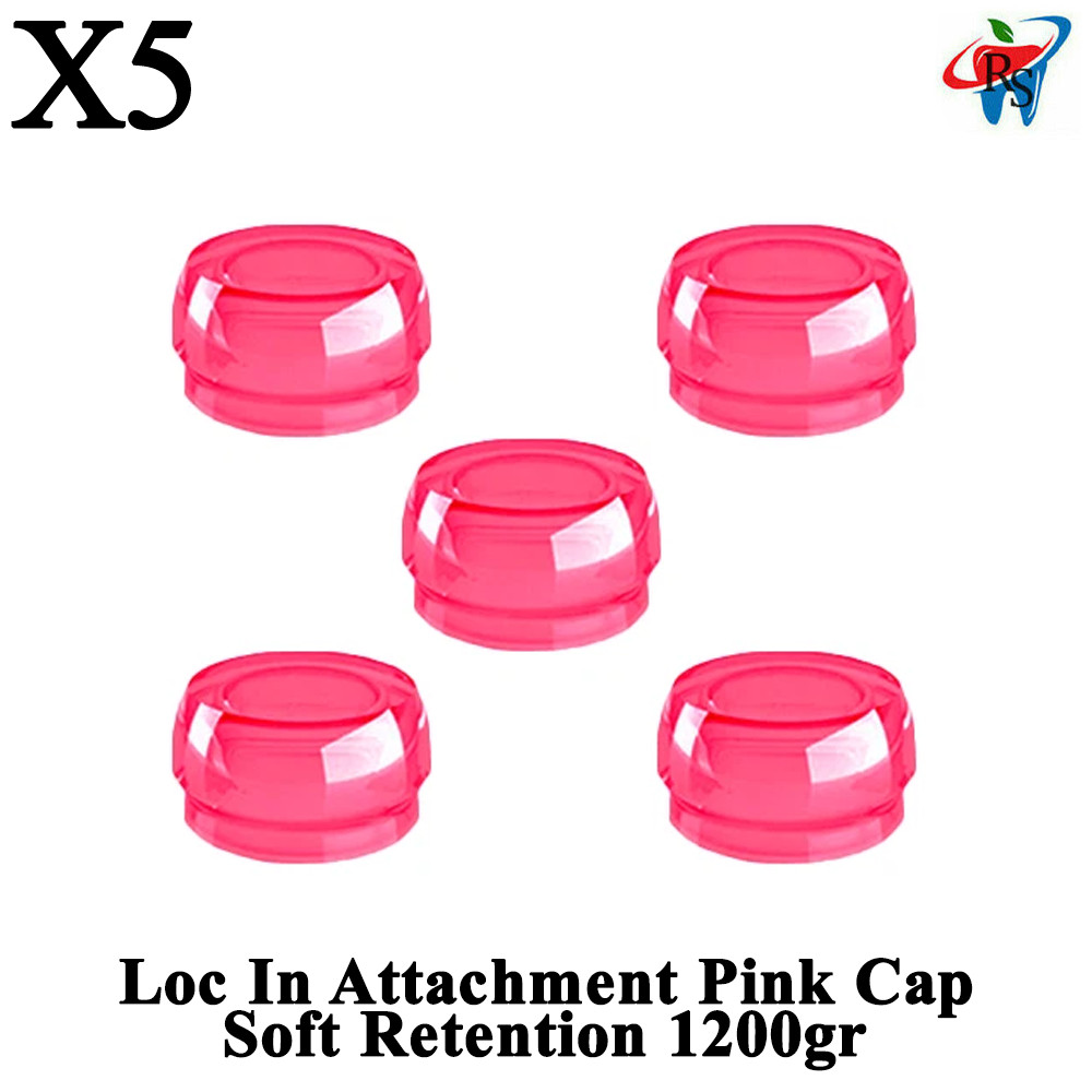 5pcs Dental Pink Silicone Caps Soft Retention 1200gr For Loc In Attachment