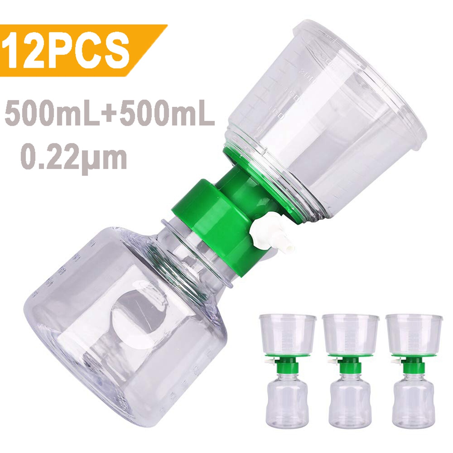 12PCS 500ml Vacuum Filter Unit Sterile PES Membrane 0.22μm Replace w/Millipore