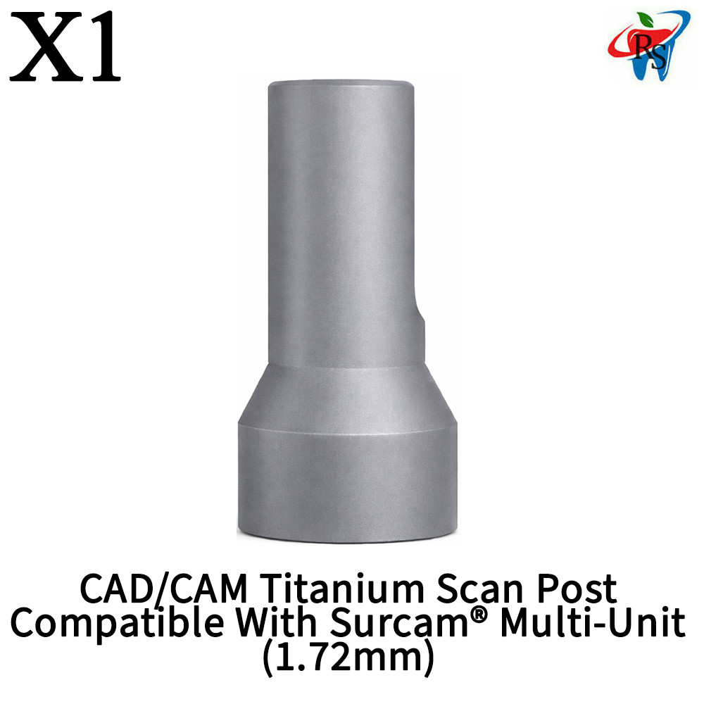Dental Lab CAD/CAM Titanium Scan Post Compatible With Surcam® Multi-Unit 1.72mm