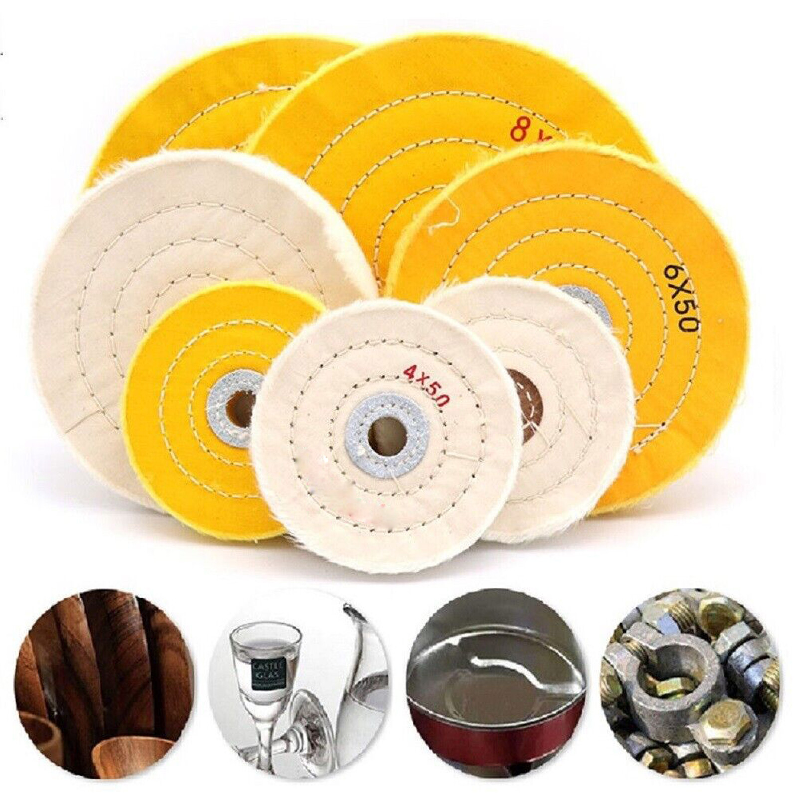 3-12″ Cotton Cloth Polishing Wheel Buffing Pad Rotary Tool F Drill Bench Grinder
