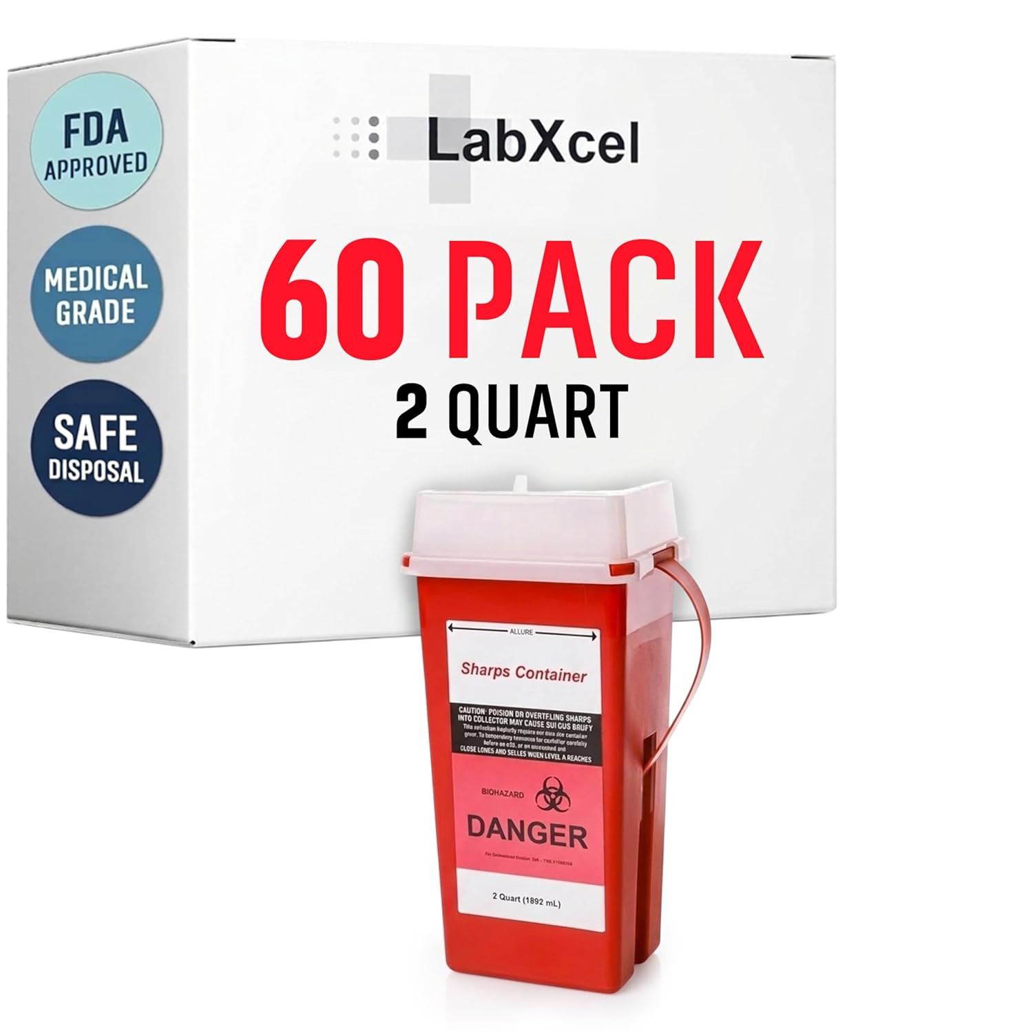 Polypropylene 2 Gallons Sharps Container with Cap – Needle & Syringe Disposal F