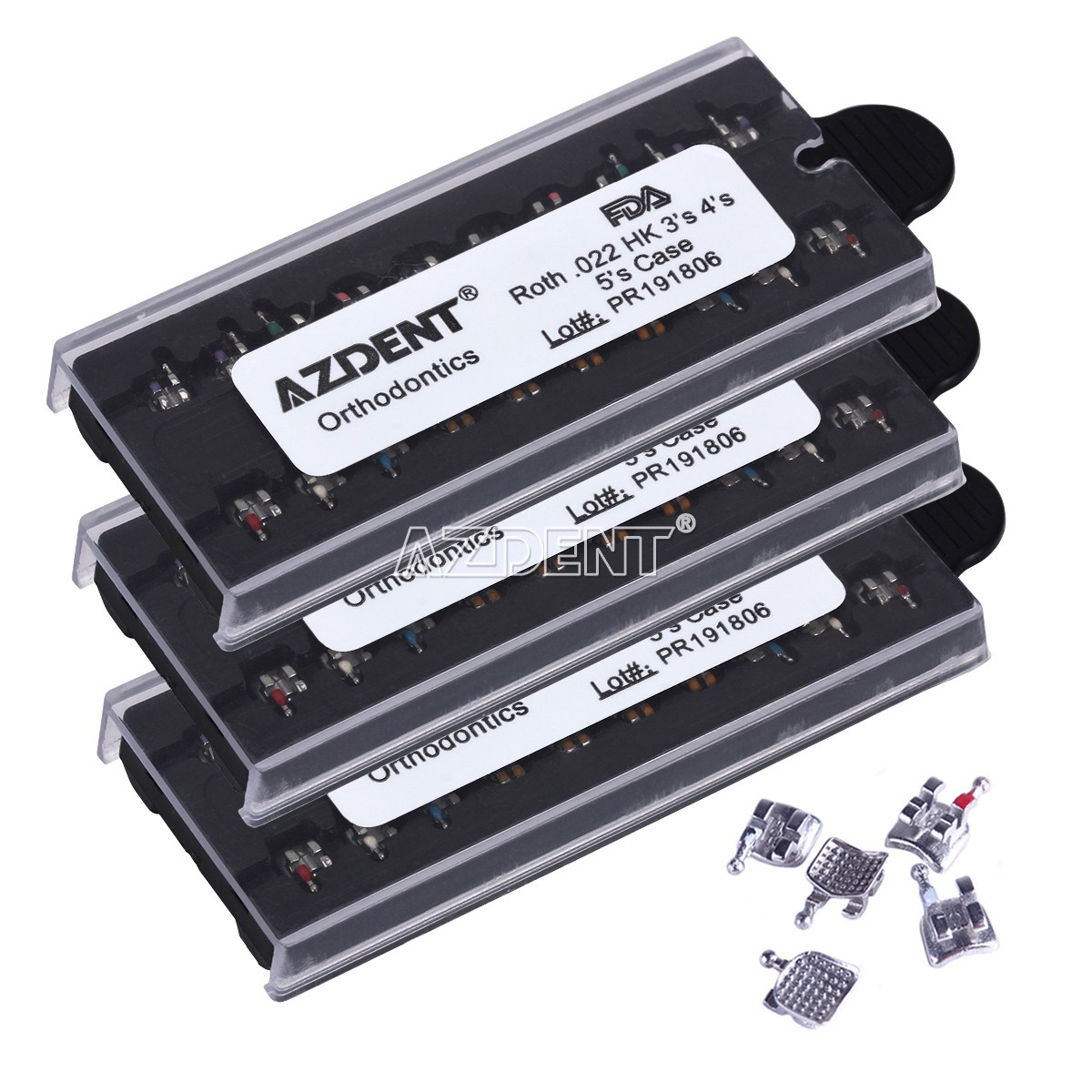 20Pc AZDENT Dental Orthodontic Bracket Metal Braces MINI Roth.022 HK345 case