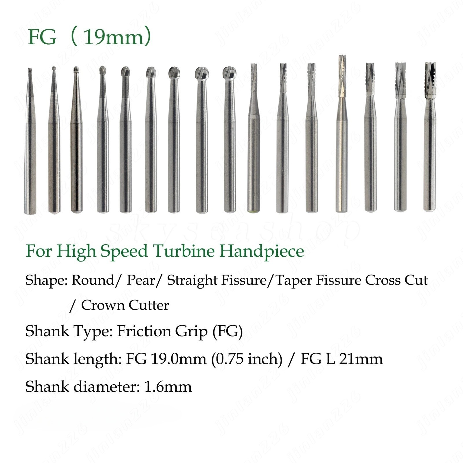 Dental Surgical Burs Drills High Speed FG 19/25mm Round Composite Polishing Bur