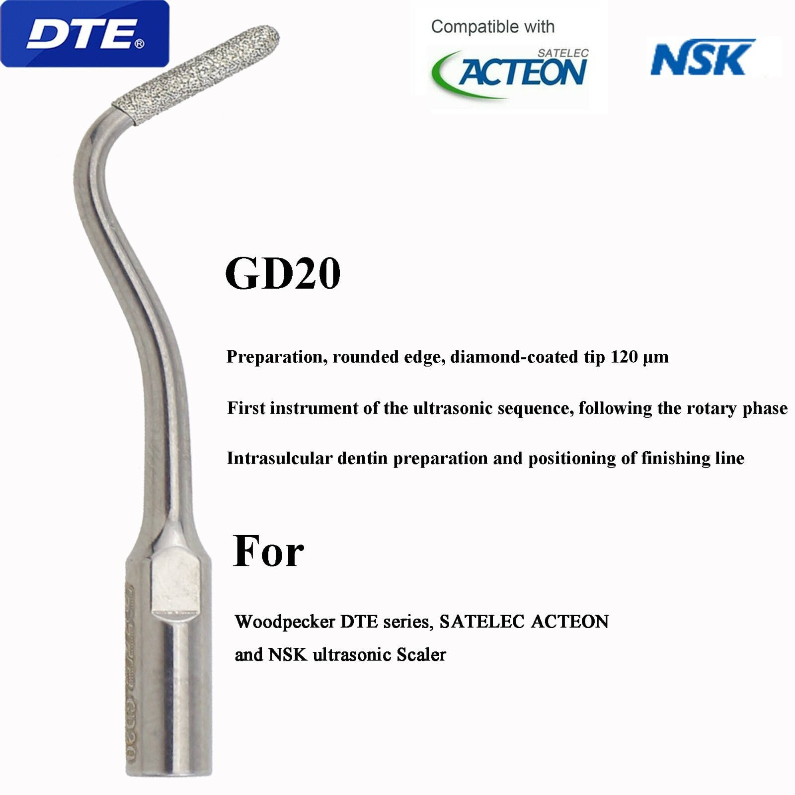 Woodpecker Dental Ultrasonic Piezo Scaler Tips Endo Perio DTE SATELEC NSK EMS