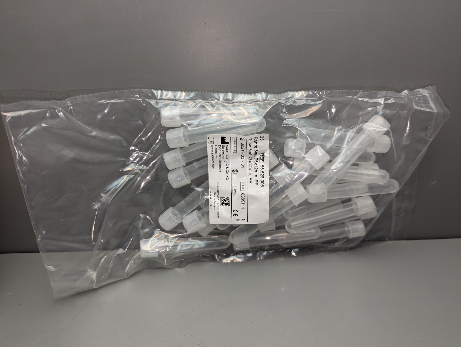 SARSTEDT 55.526.006 12 X 75MM TUBE 5ML ROUND BOTTOM POLYPROPYLENE 25/bag