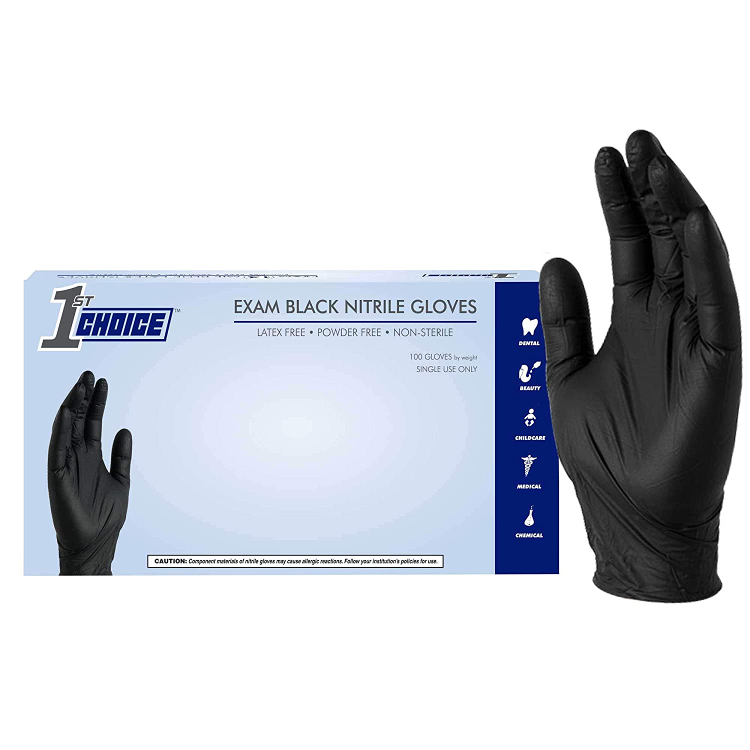 100pcs Large Black Nitrile Gloves, Disposable Latex Free Exam Grade Black Gloves