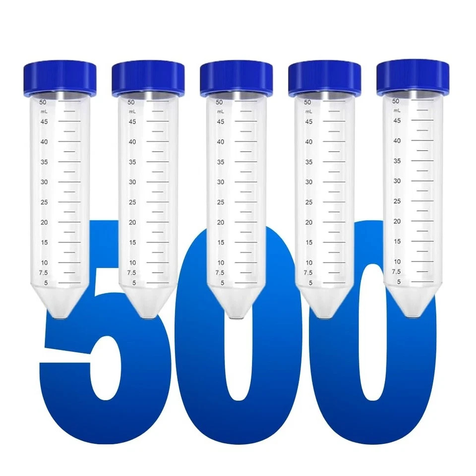 Labxcel 50ml Centrifuge Tubes With Screw Caps, PP, Sterile for Lab Use 500x
