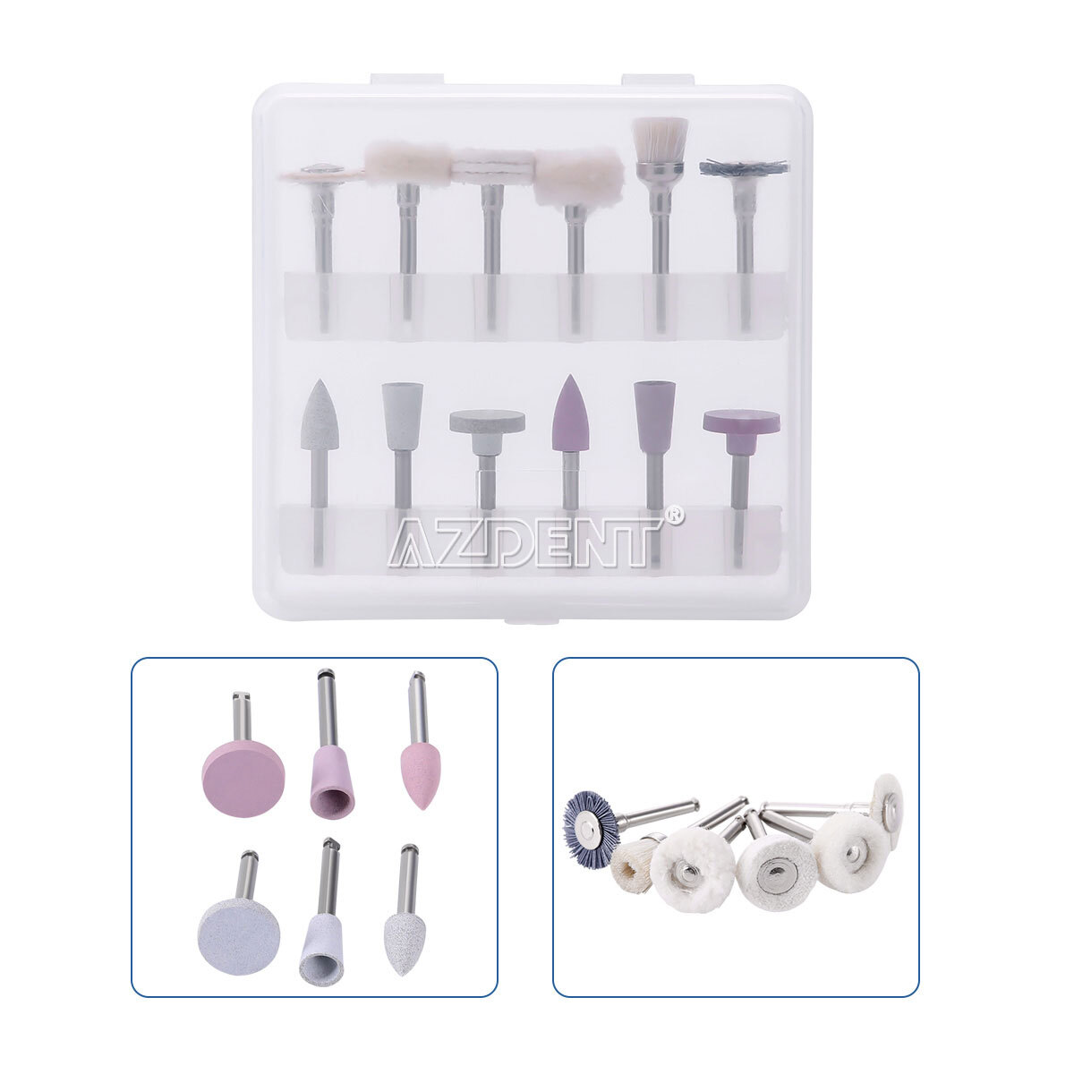 Dental Diamond Polishing Burs Wheels Kit for Composite Ceramics Porcelain RA /HP
