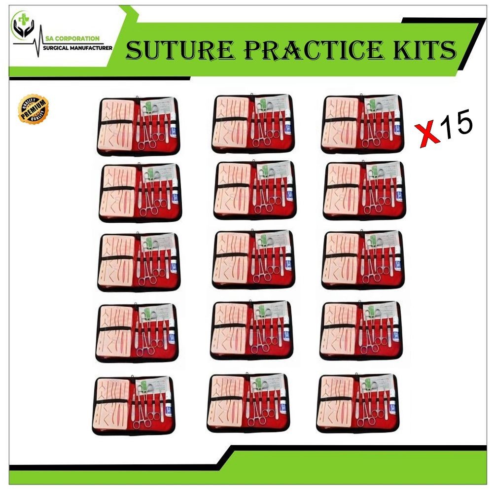 15 kits 19 Pcs Suture Practice Complete Suture Training With Silicone Pad