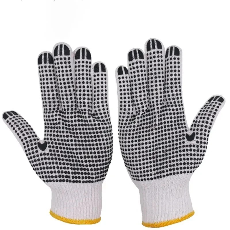 EvridWear Cotton Polyester String Knit Work Gloves With Two Side Dots, 12 Pairs
