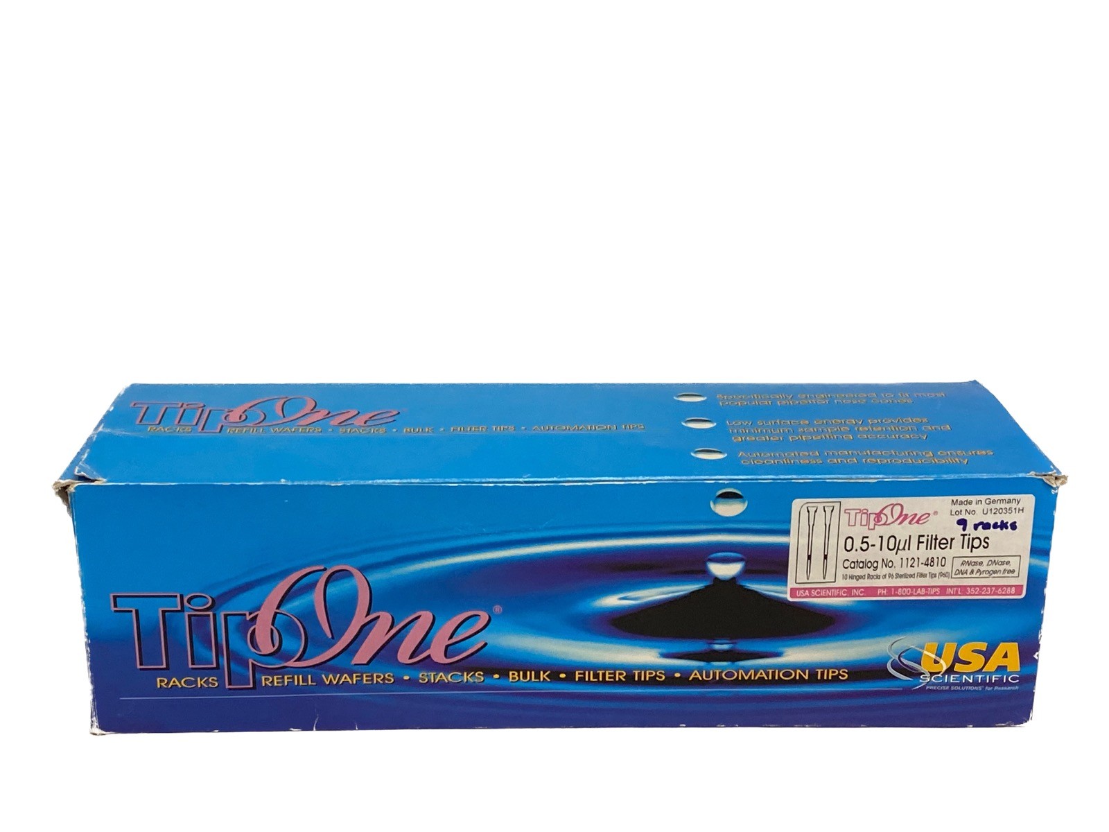 (864) USA TipOne 10uL Graduated Filter Pipette Tip Racks 9×96 1121-4810