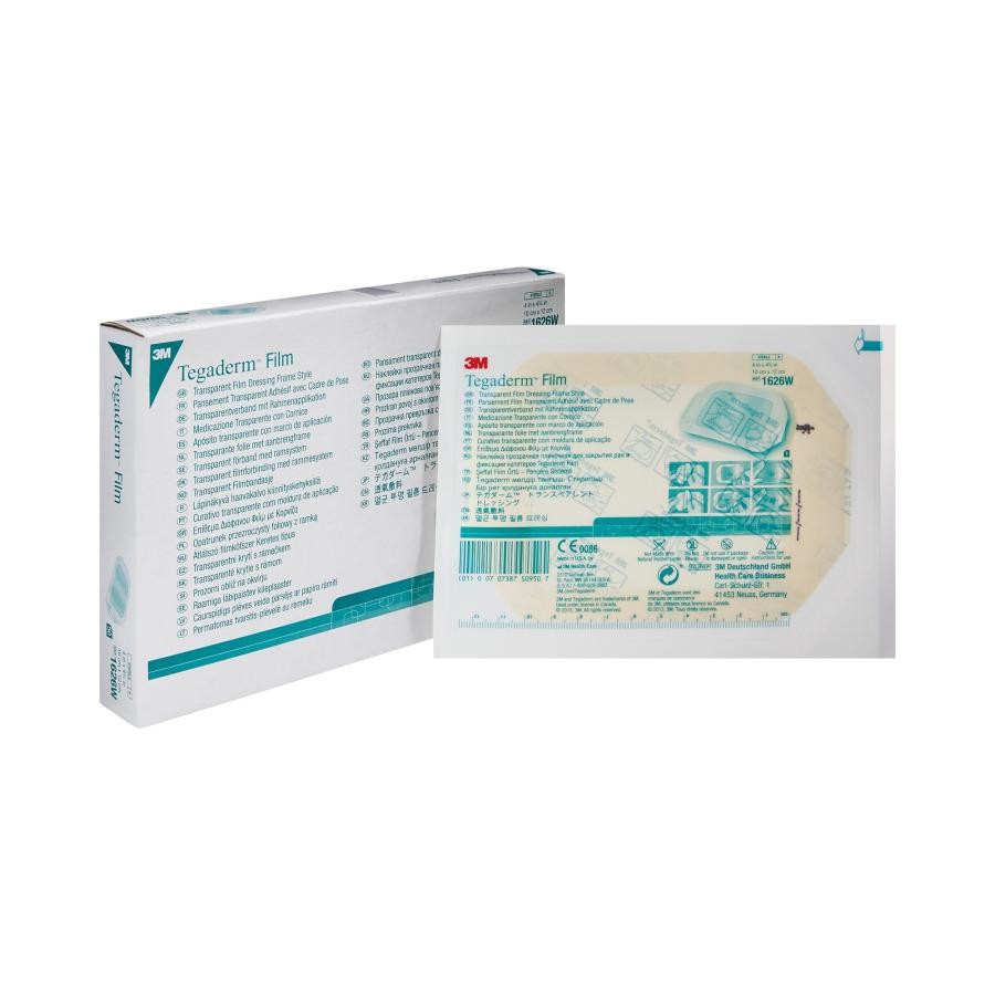 3M Tegaderm Transparent Film Dressing 4 x 4.75 In. With Label Sterile 50 Count