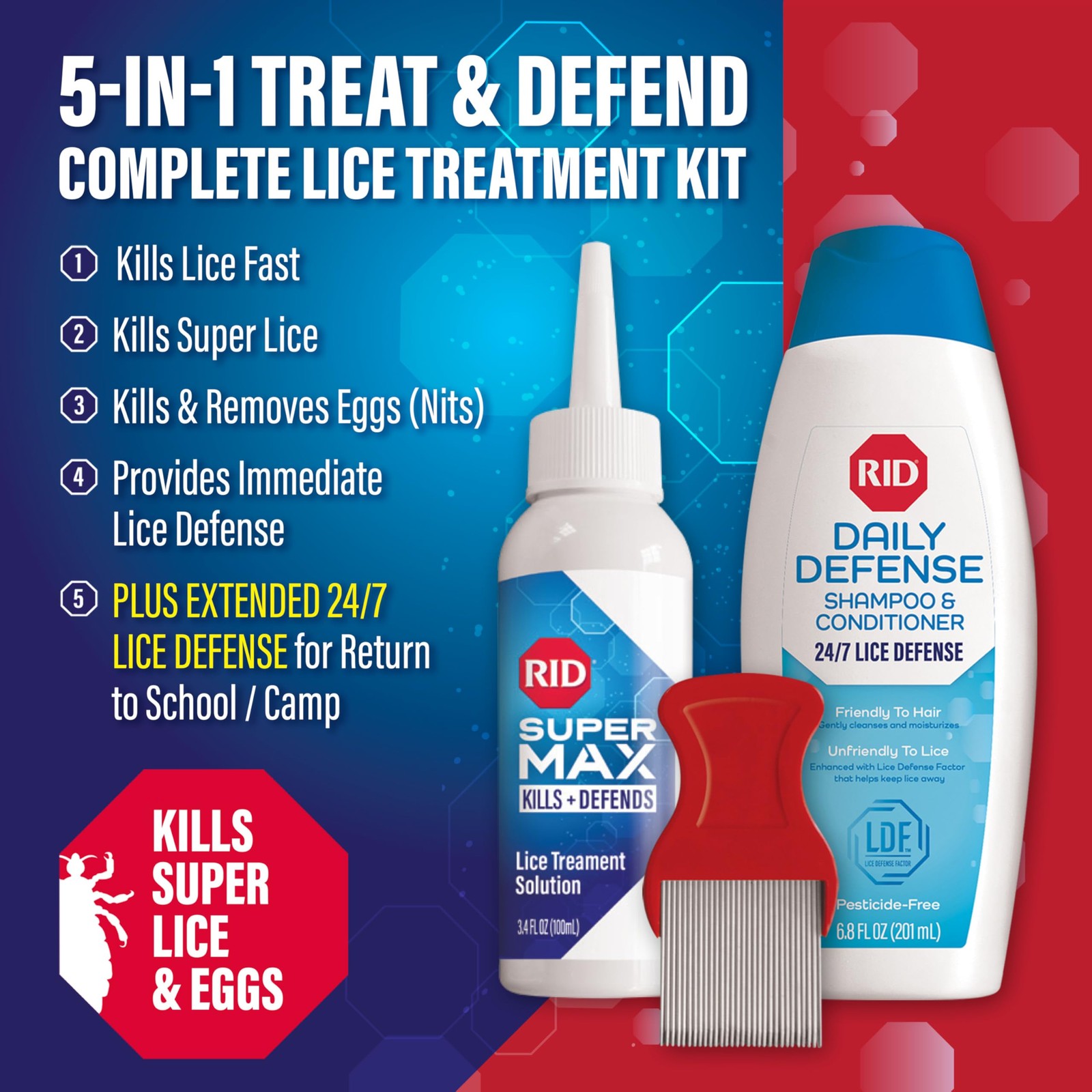 Rid Super Max 5-In-1 Complete Treatment Kit Kills Super 24/7 Defense