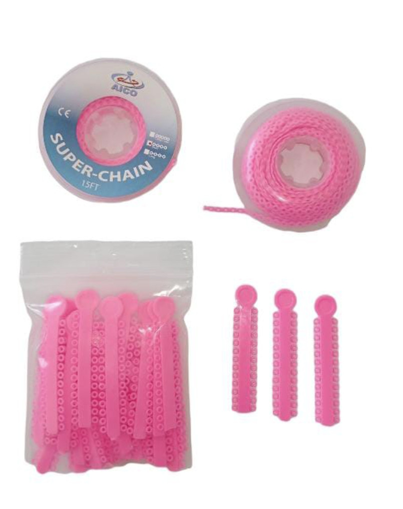 Elastic Ligature Modules & Power Chain Short Salmon Dentaico Orthodontic Supply