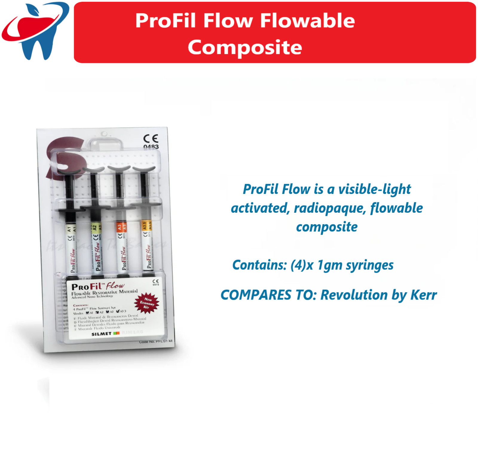 Dental Silmet ProFil Flow Flowable Composite Pit & Fissure Sealant, 4 Syr Pack