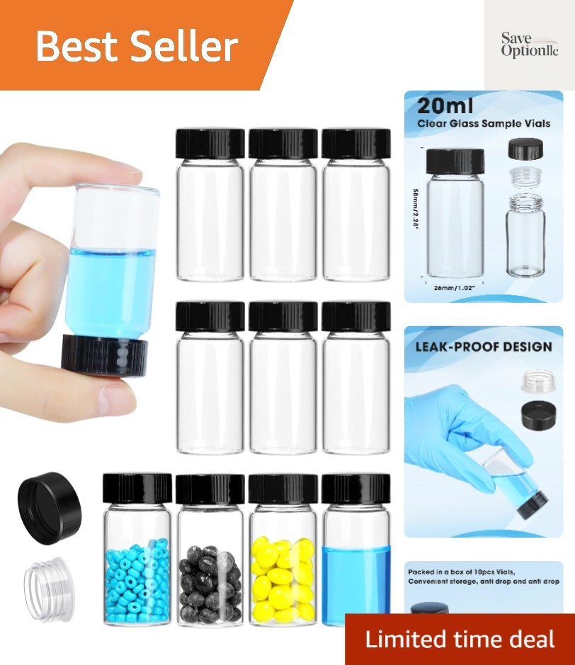 20ml Clear Small Glass Vials with Screw Caps, Small Vials for Essential Oil, …
