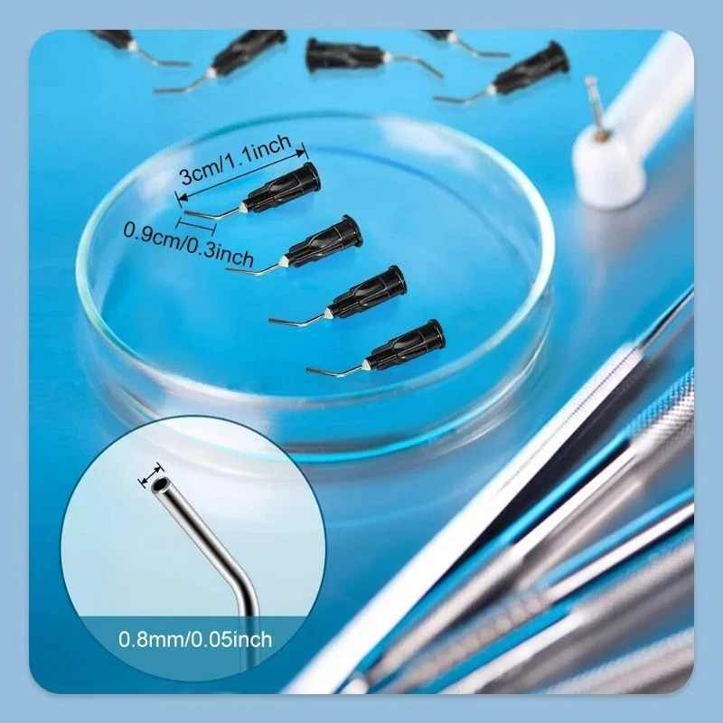 Dental Pre Bent Needle Tips Irrigation Composite Resin Acid Syring For Flow Etc