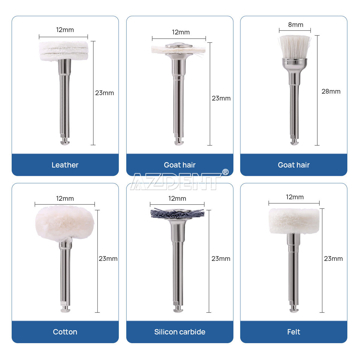 Dental RA HP Diamond Polishing Burs Disc Brushes Kit for Porcelain Ceramics