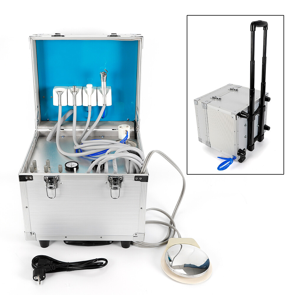 Portable Dental Delivery Unit: Rolling Box with 4 Holes Air Compressor Suction