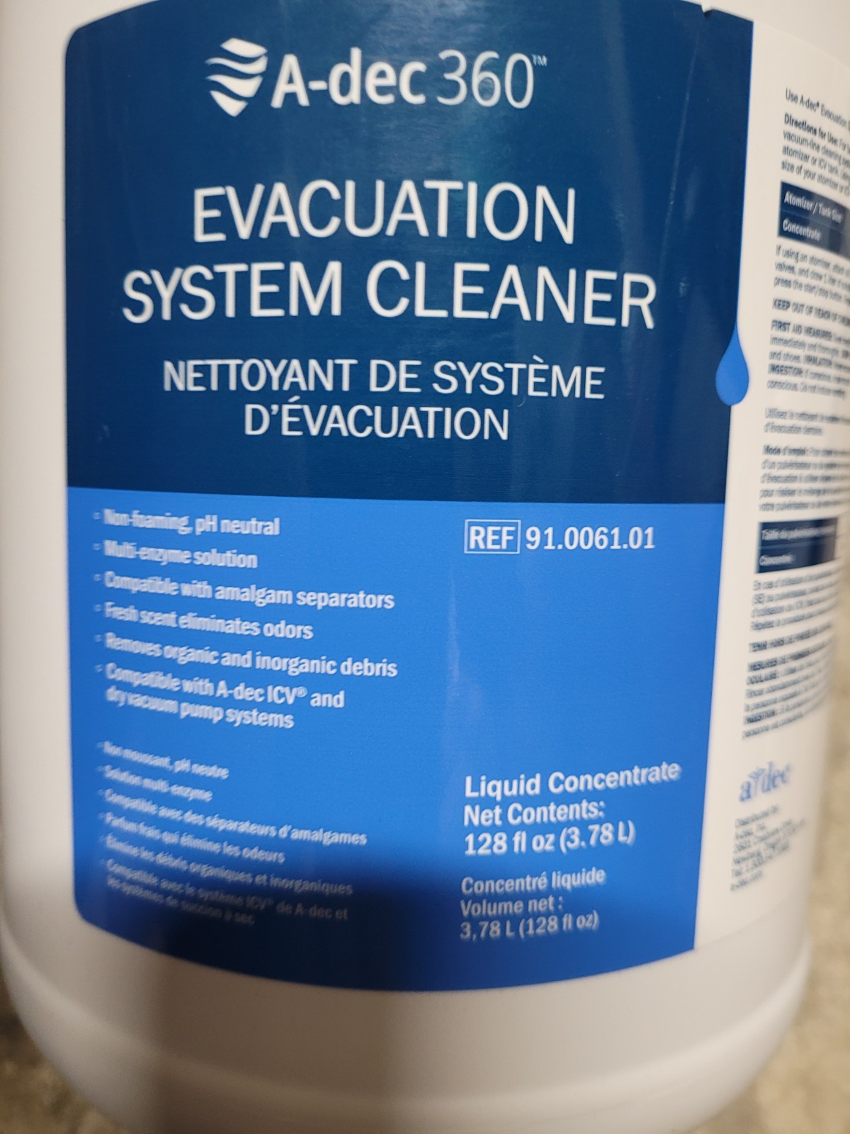 x2 A-dec 360 Evacuation System Cleaner, 1 Gallon Concentrate Expires 11/2026