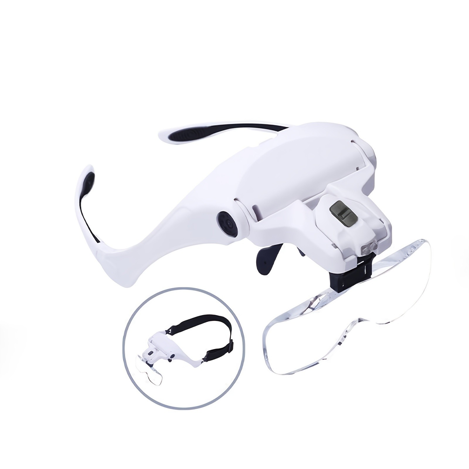 Head-Mounted Magnifier – LED Lighting, Adjustable Headband, Battery Powered,
