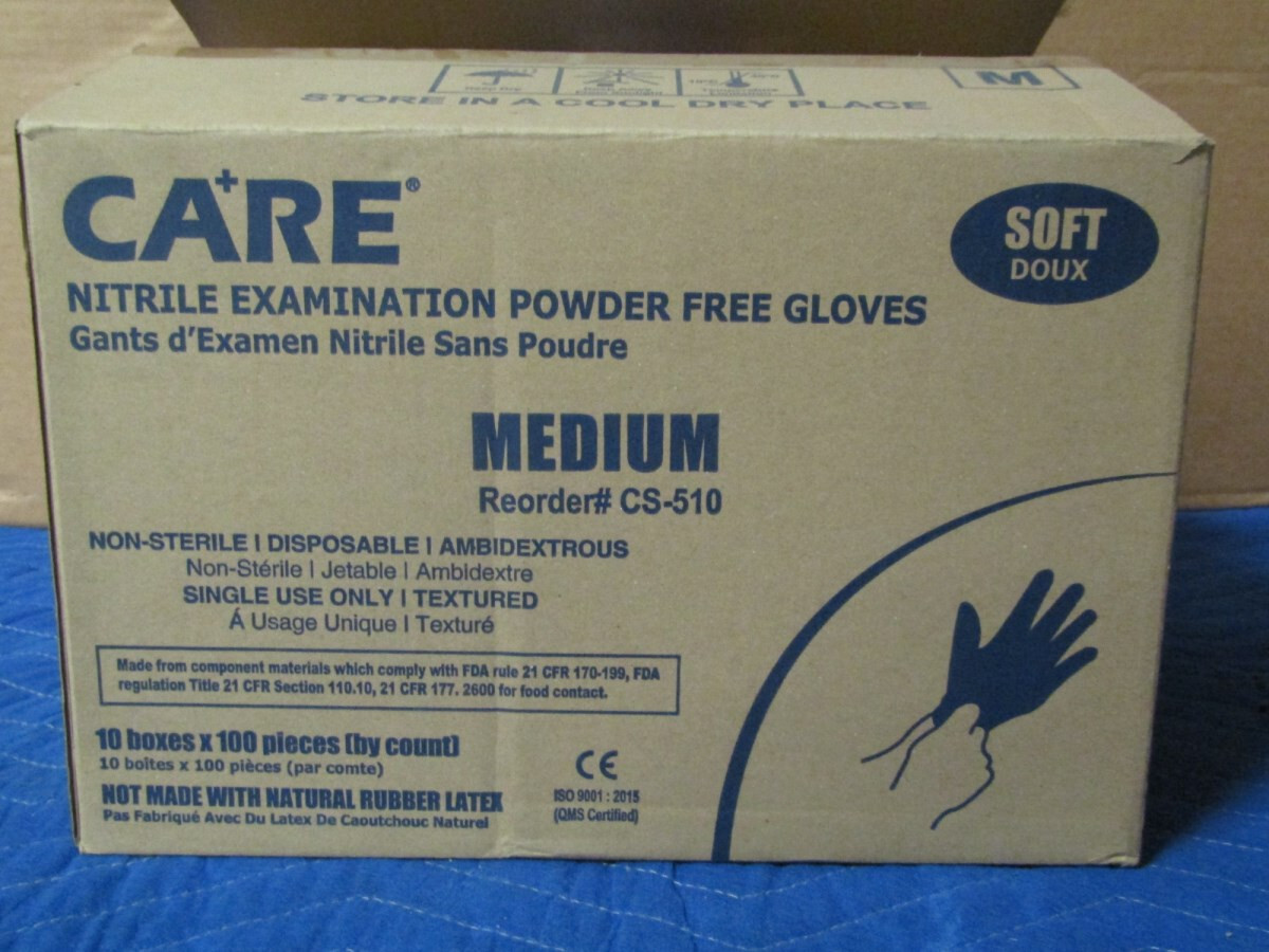 Premium GD Care Soft Nitrile Exam Powder-Free Gloves Medium Case 1000 pcs