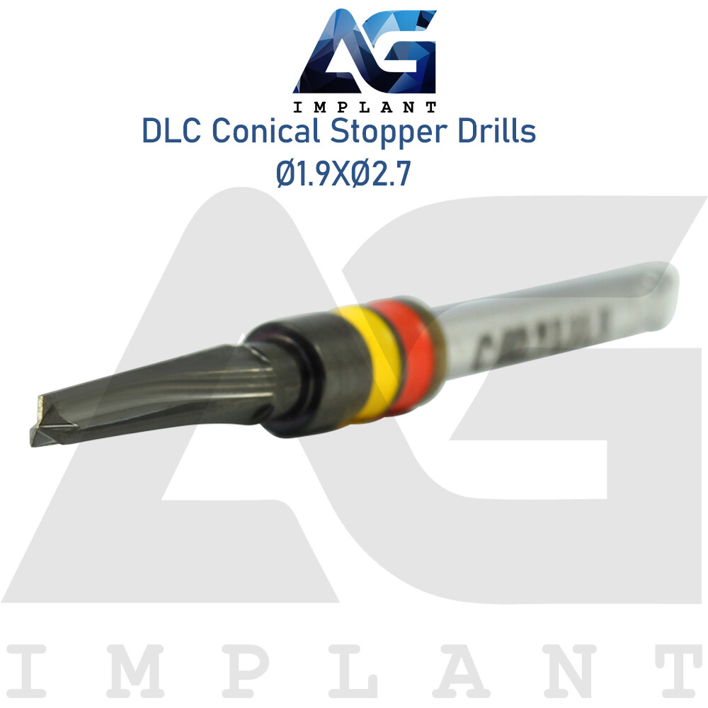 Ø1.9XØ2.7 Integral Stopper DLC Conical Drill External Irrigation Tool Carbon