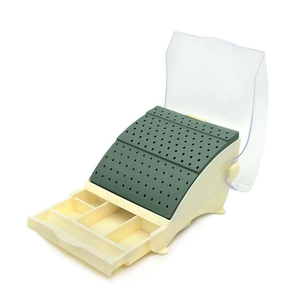 142 Holes Dental Bur Holder Block Stand Disinfection Case with Pull out Drawer