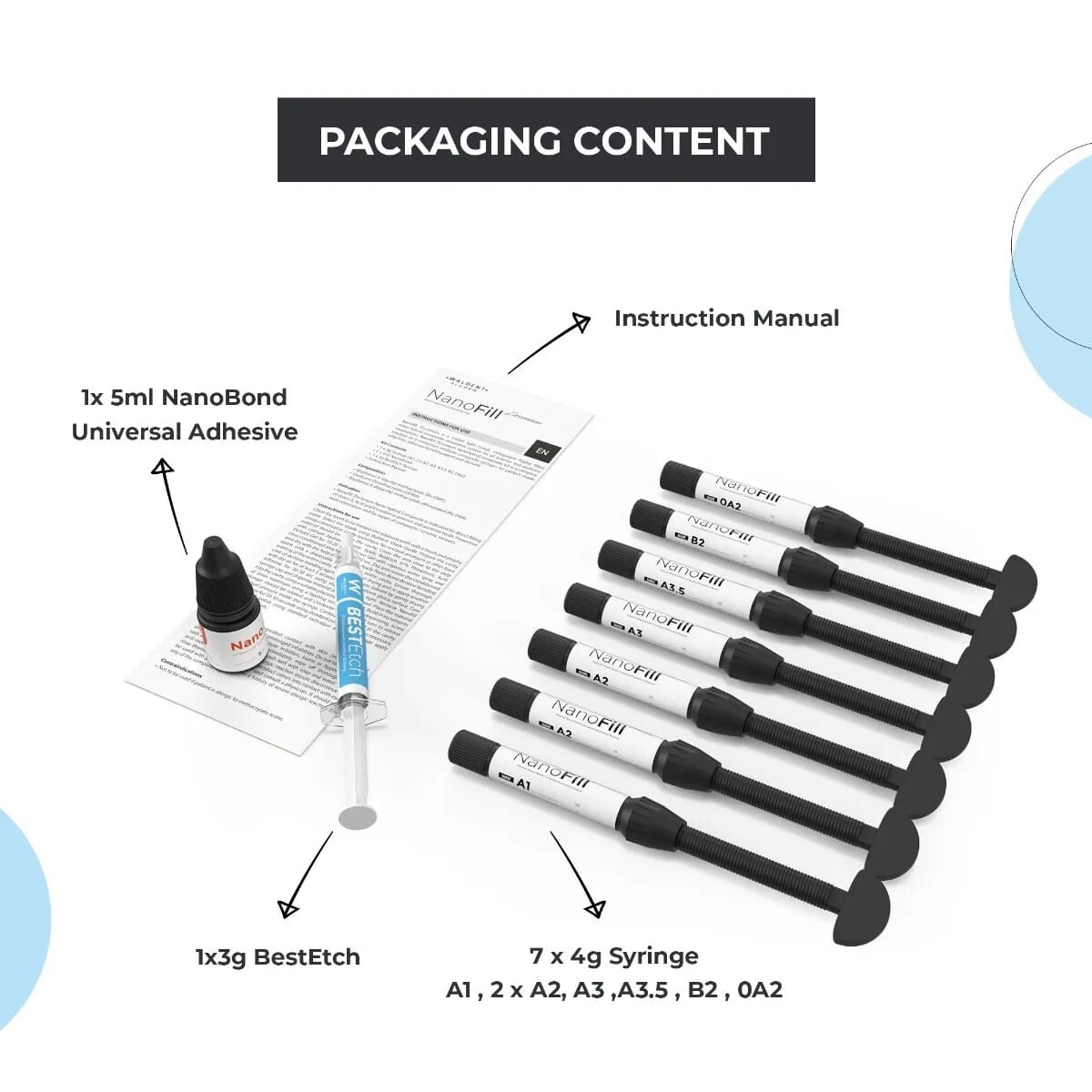 Waldent Nanofill Zirconium Composite Kit 7x4g tubes