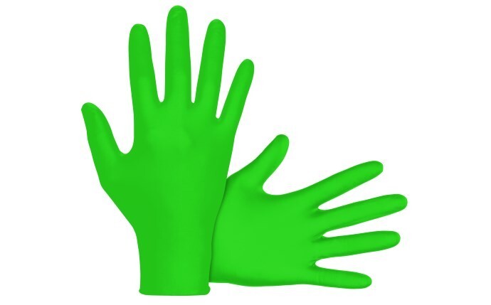 SAS Safety Raven Invue Hi-Viz Neon Green Nitrile Gloves, 7 mil Thick, 1000/Cs