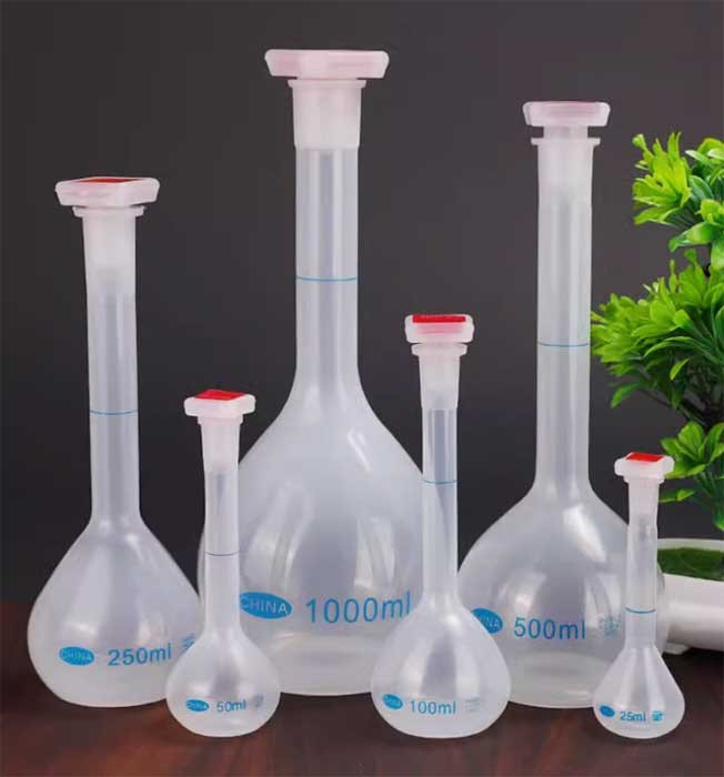 Lab Supply: Plastic Volumetric Flask 25ml-1000ml with Stopper Chemistry